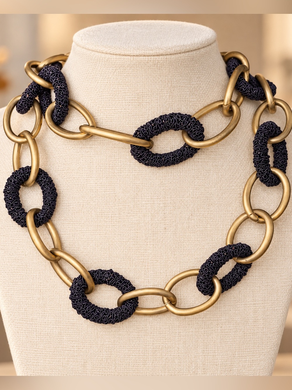Chunky Gold and Black Link Necklace